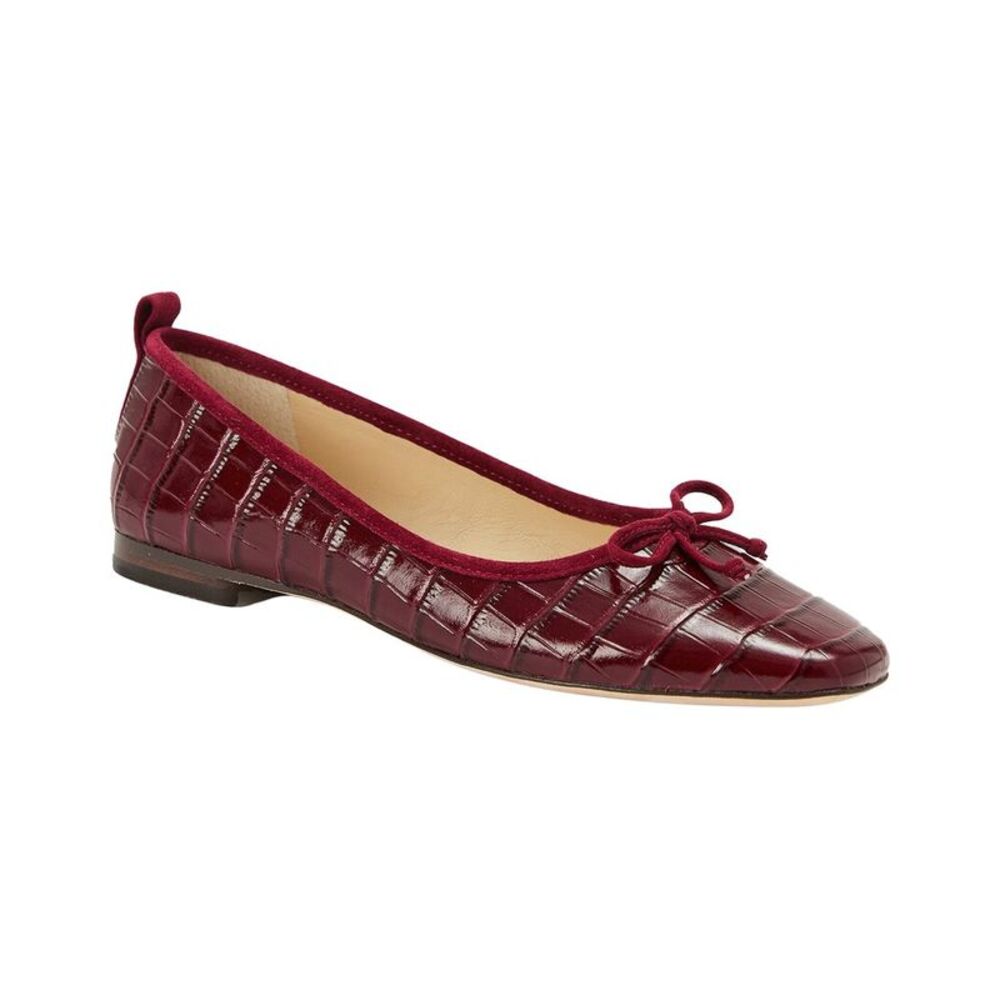 J.Mclaughlin Anastasia Lizard-Embossed Leather Ballet Flat, Red